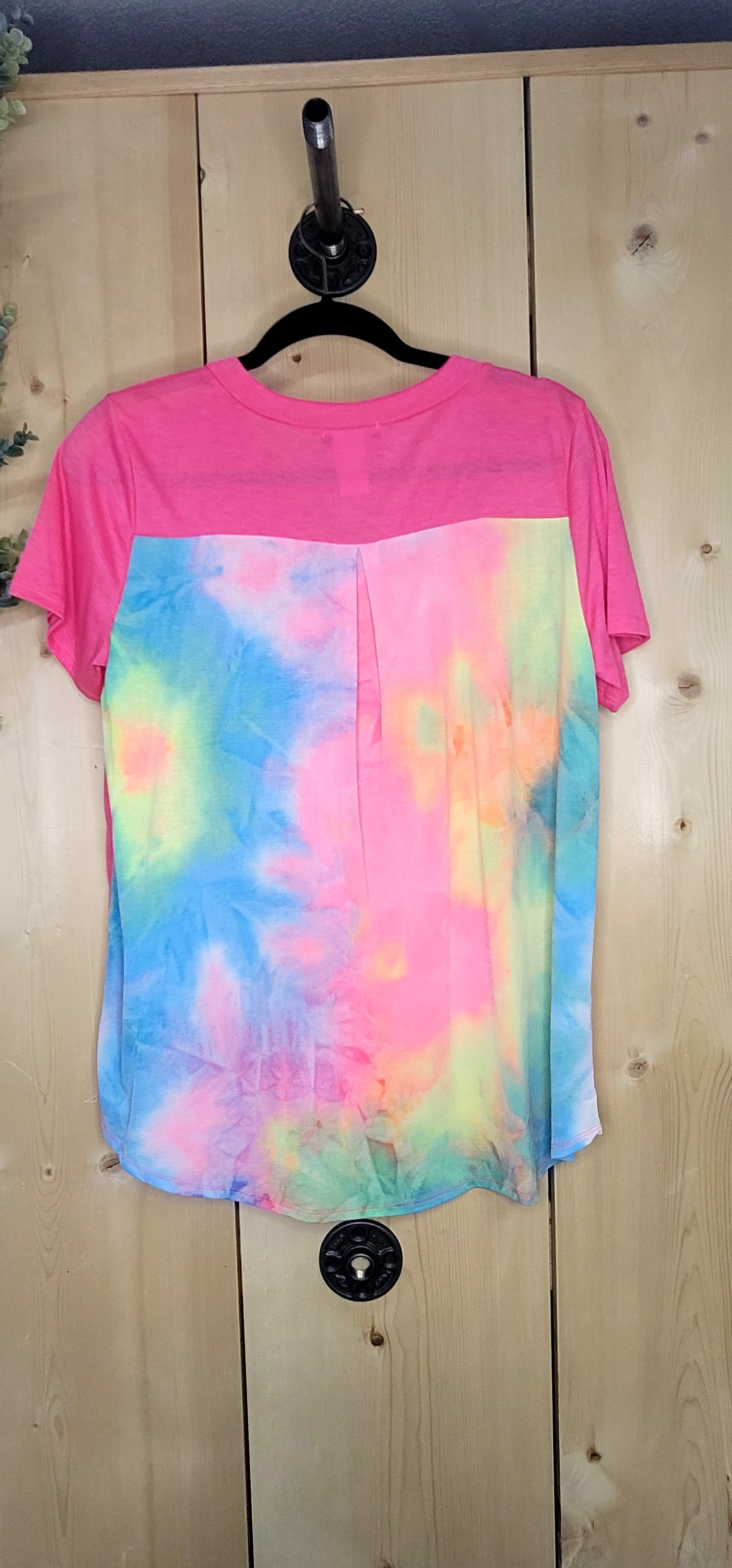 💖 Neon Pink Tie Dye Contrast Top