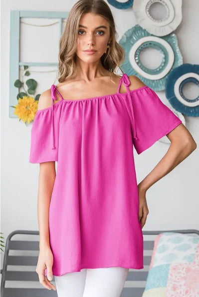 💗 Hot Pink Solid Woven Top