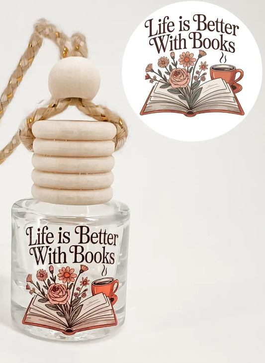 Life Is Better with Books Hanging Car Diffuser