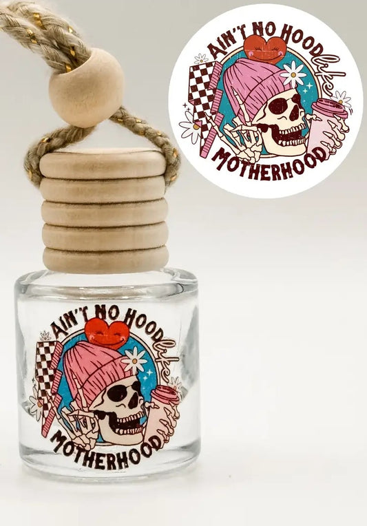 No Hood Like Motherhood {Skull w/ Beanie} Hanging Car Diffuser