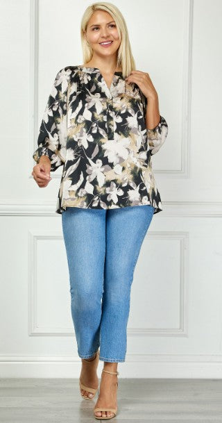 Plus Size Timeless Mandarin Popover Blouse