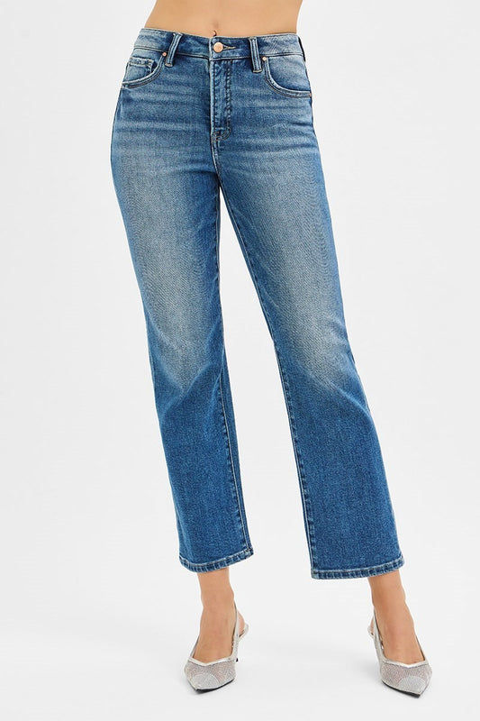RISEN - TUMMY CONTROL HIGH RISE CROP STRAIGHT JEANS