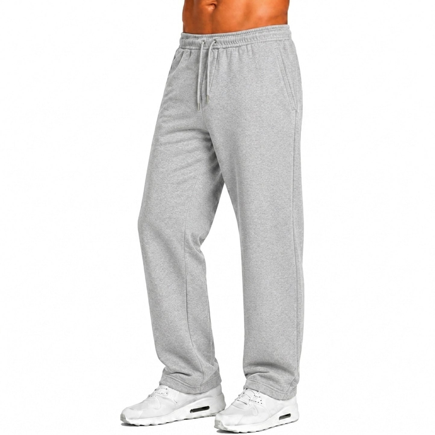 Men’s Tech Performance Sweatpants with Open Bottom — Heather Gray & Black (S–3XL)