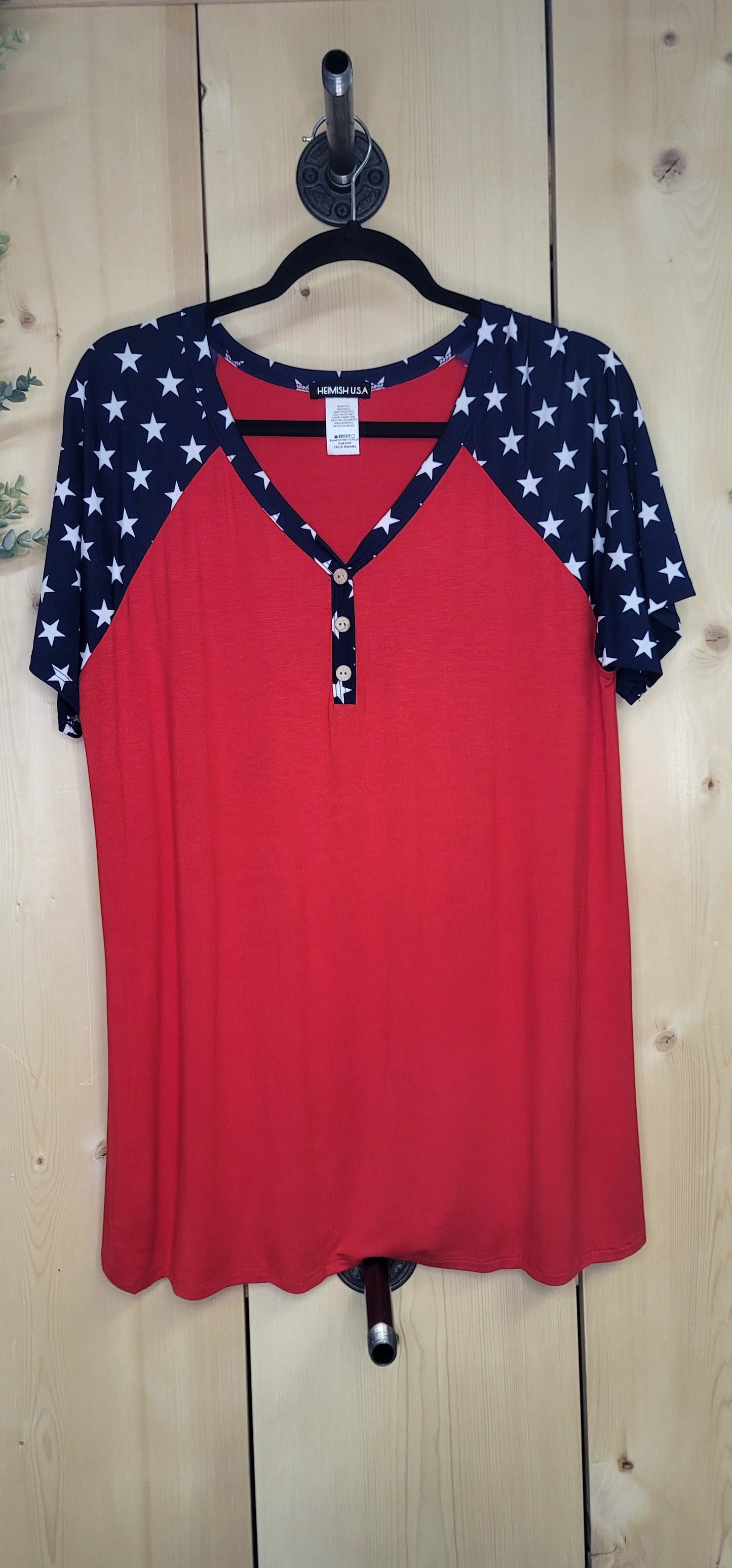 ⭐ Solid & Star Print Contrast Top