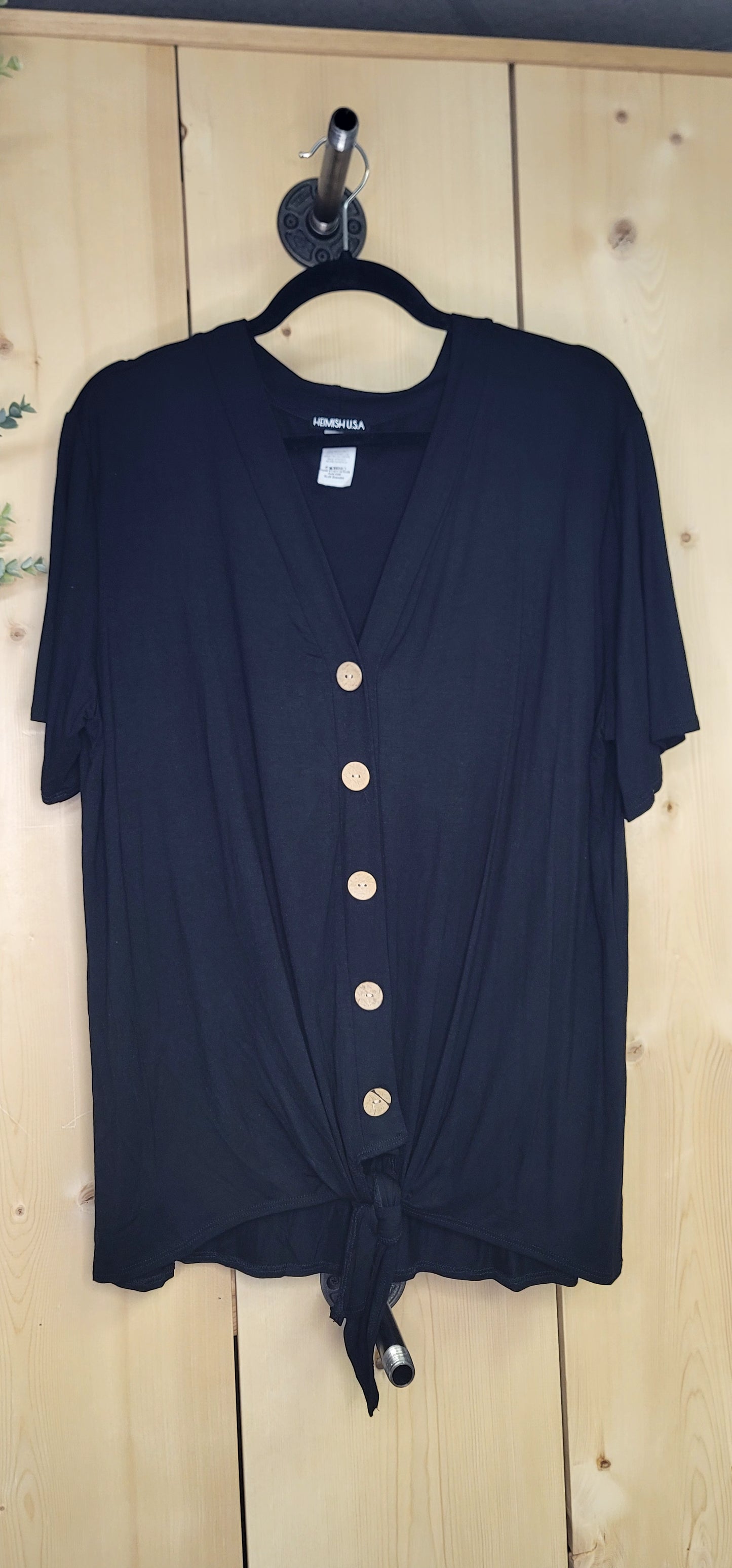 🖤 Black Button‑Front Tie Top