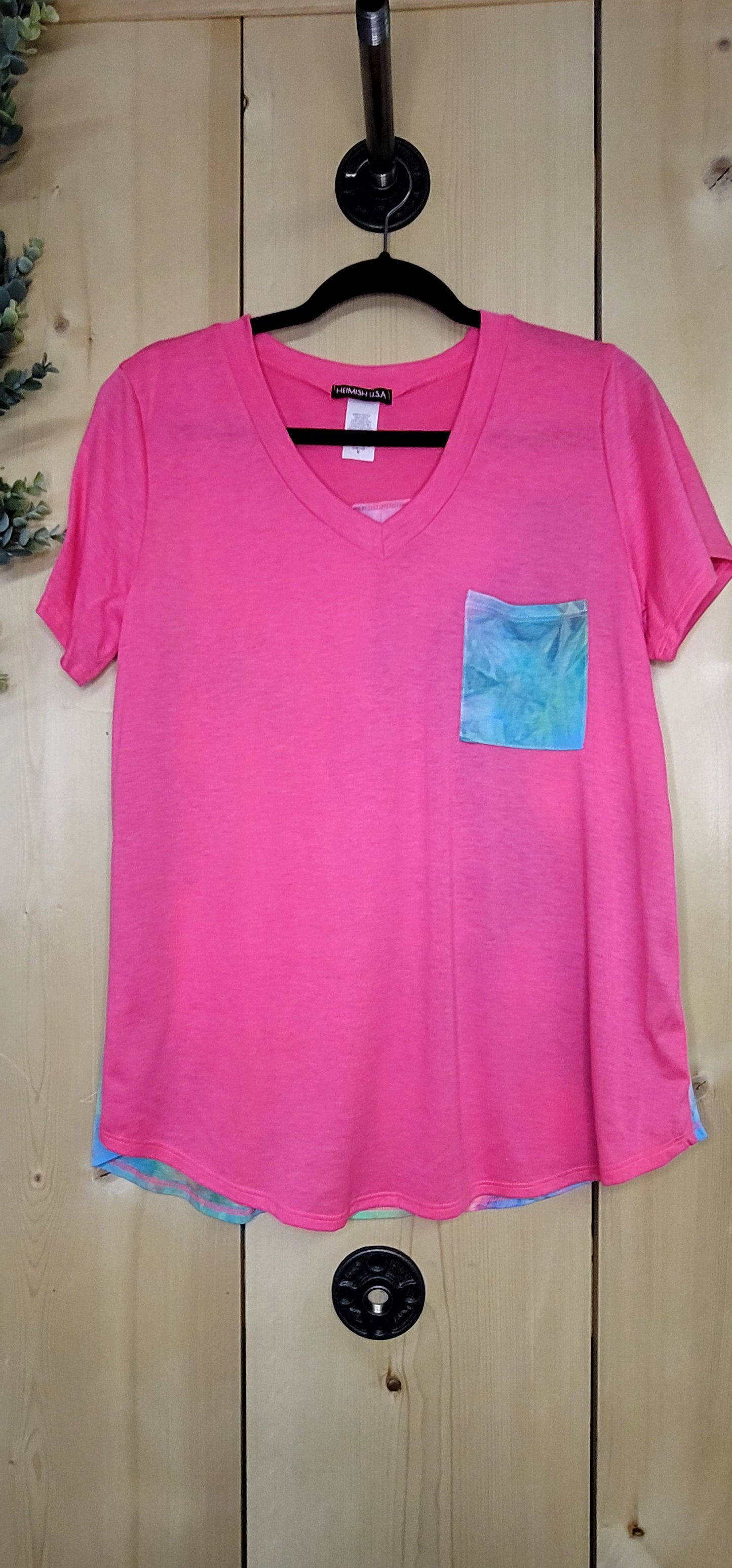 💖 Neon Pink Tie Dye Contrast Top