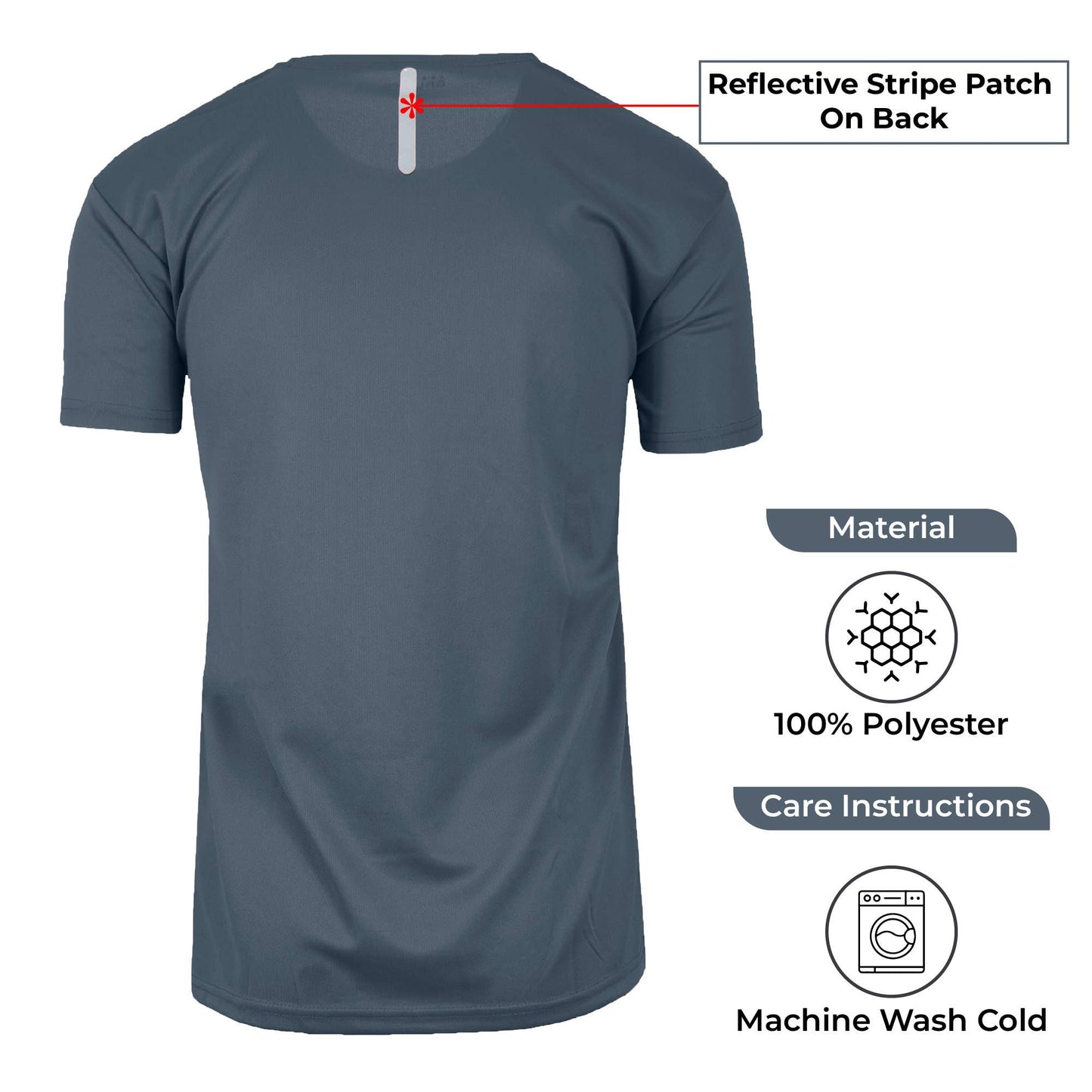 Men’s Short Sleeve Moisture‑Wicking Quick Dry Crew Neck Tee — Black, Charcoal & Navy (S–3XL)