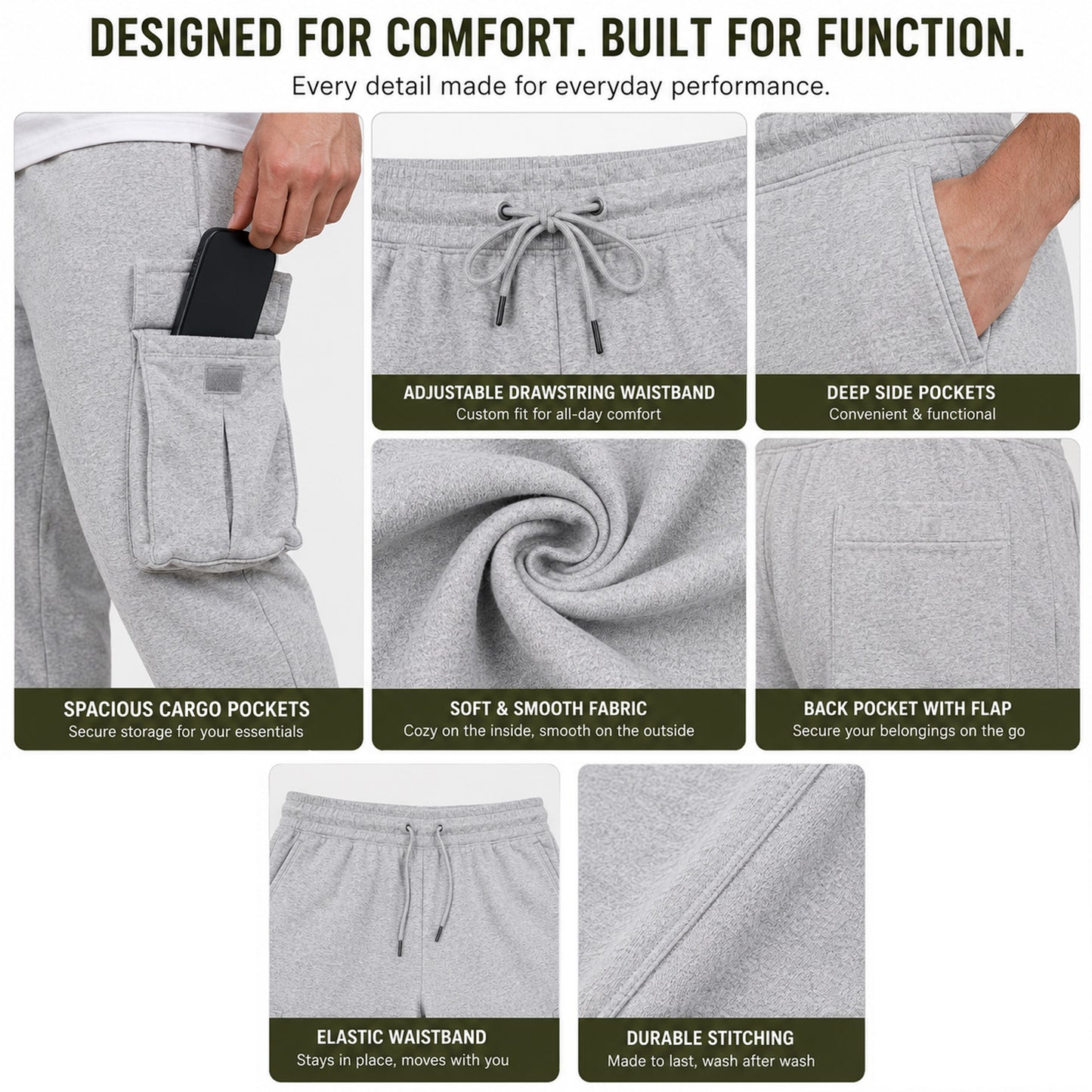 Women’s Loose‑Fit Fleece‑Lined Cargo Sweatpants – Open Bottom (S–5XL)