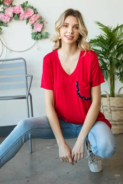 ⭐ Red Star Pocket Top