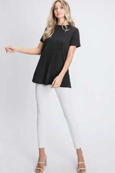 🖤 Solid Top with Animal‑Print Tie Back