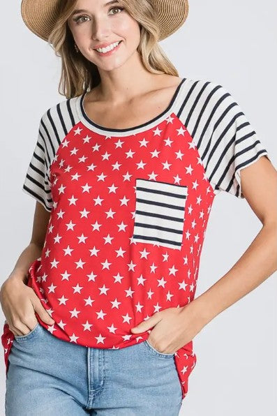⭐ Stripe & Star Pocket Top • IN STOCK NOW