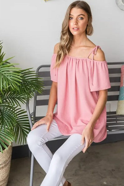 🌸 Dusty Rose Solid Woven Top