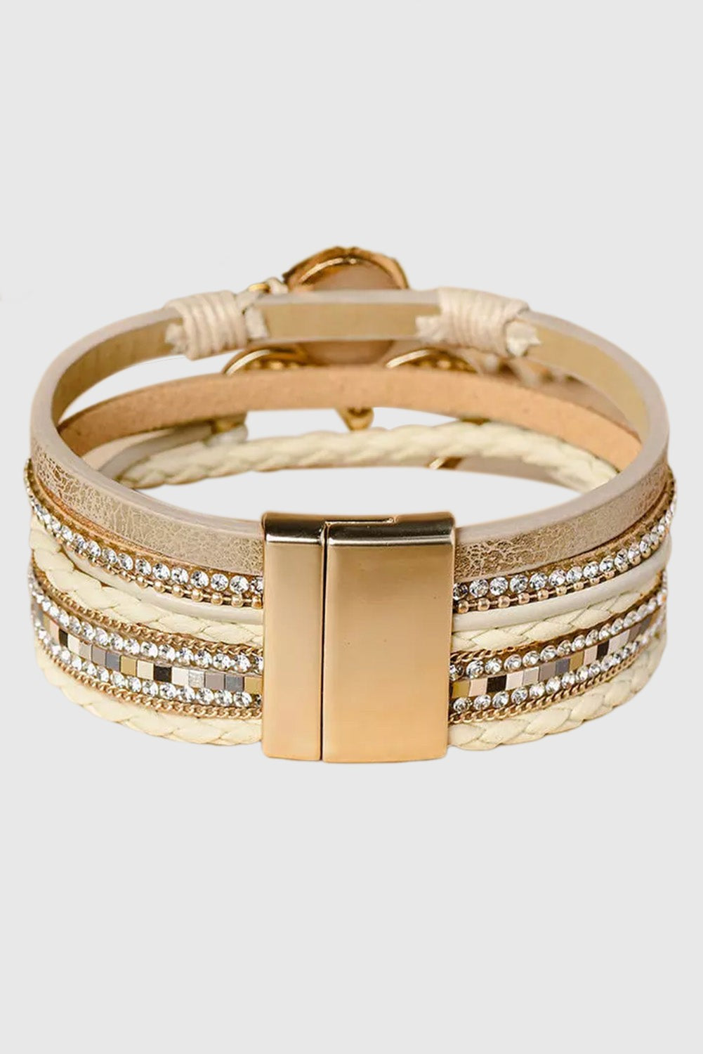 Bohemian Heart Rhinestone Magnetic Buckle Bracelet
