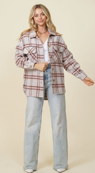Fall Vibes Plaid Print Shacket