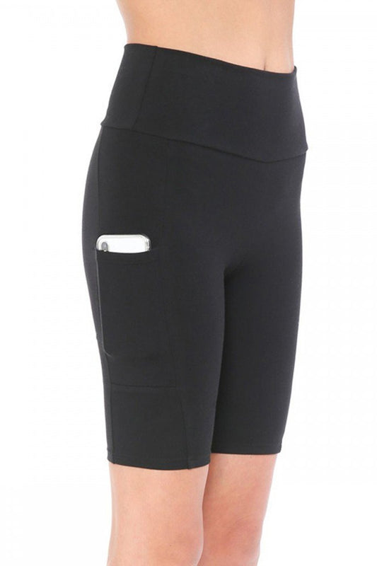 High Waist Knit Bike Shorts With Phone Pocket