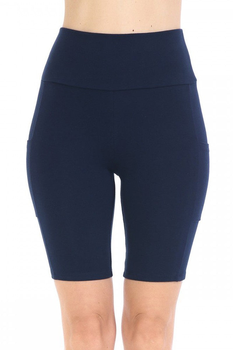 High Waist Knit Bike Shorts With Phone Pocket