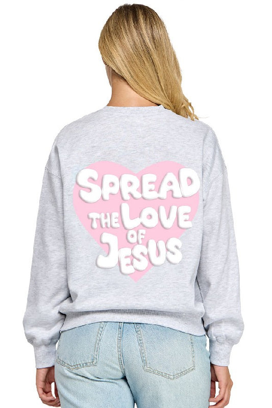 Relaxed Fit Sweatshirt with Spread the Love of Jesus - Ice Grey