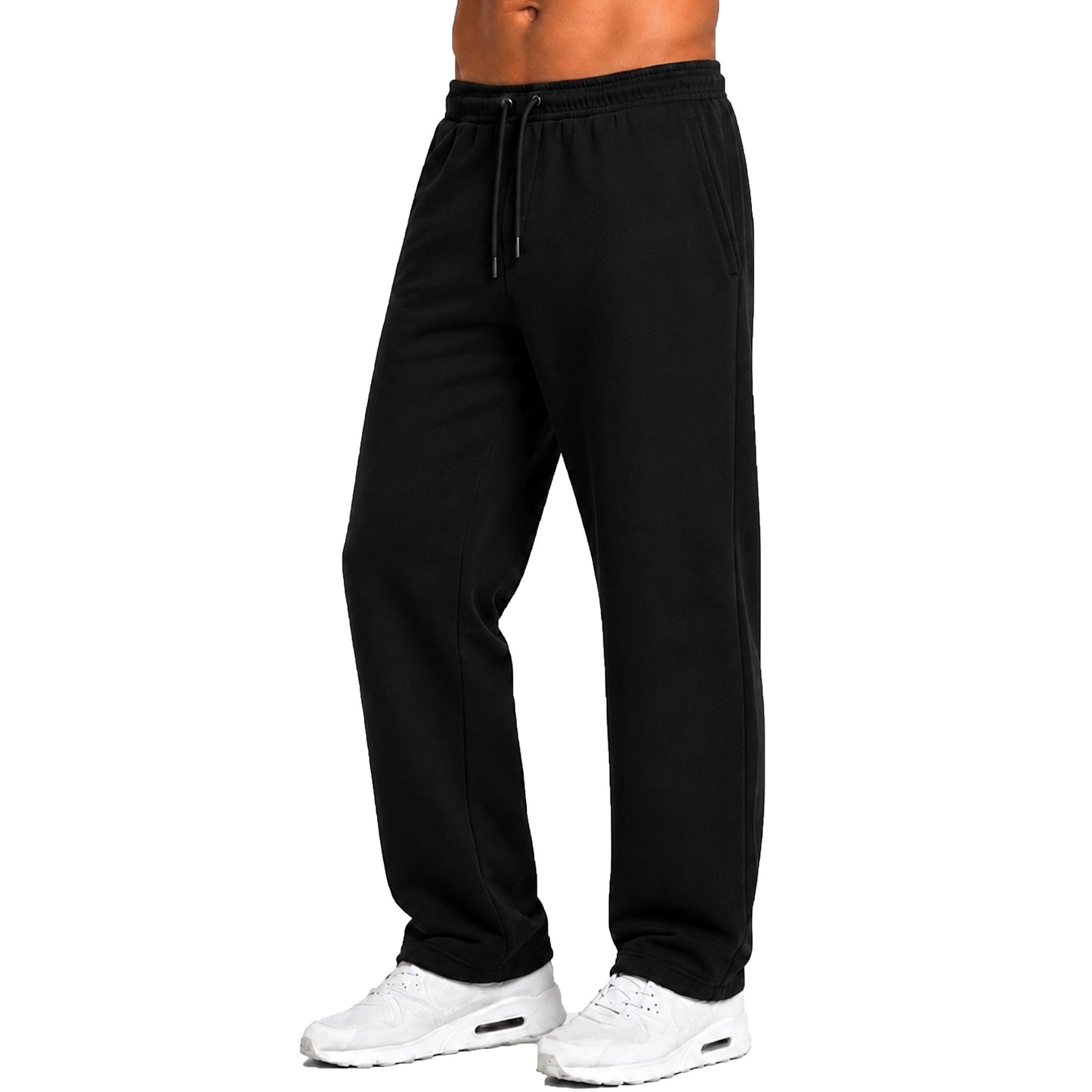 Men’s Tech Performance Sweatpants with Open Bottom — Heather Gray & Black (S–3XL)