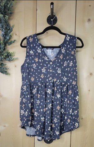 🌼 Floral Babydoll Top with Front Button