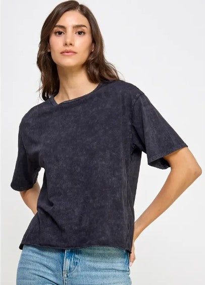 Blank Mineral Washed Long Cropped T-Shirt