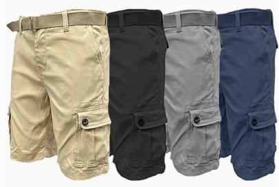 CS002 Mens Casual Cotton Belted Cargo Shorts
