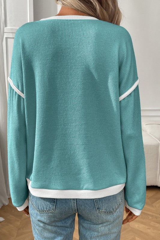 Drop Shoulder Sweatshirt - Aqua