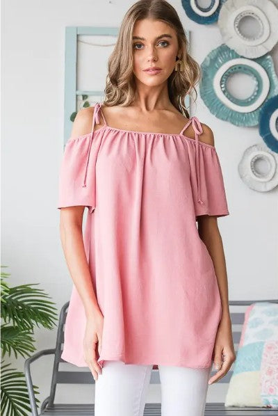 🌸 Dusty Rose Solid Woven Top
