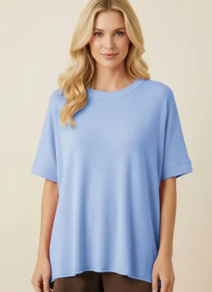 🩵 Necke Solid Blue Top