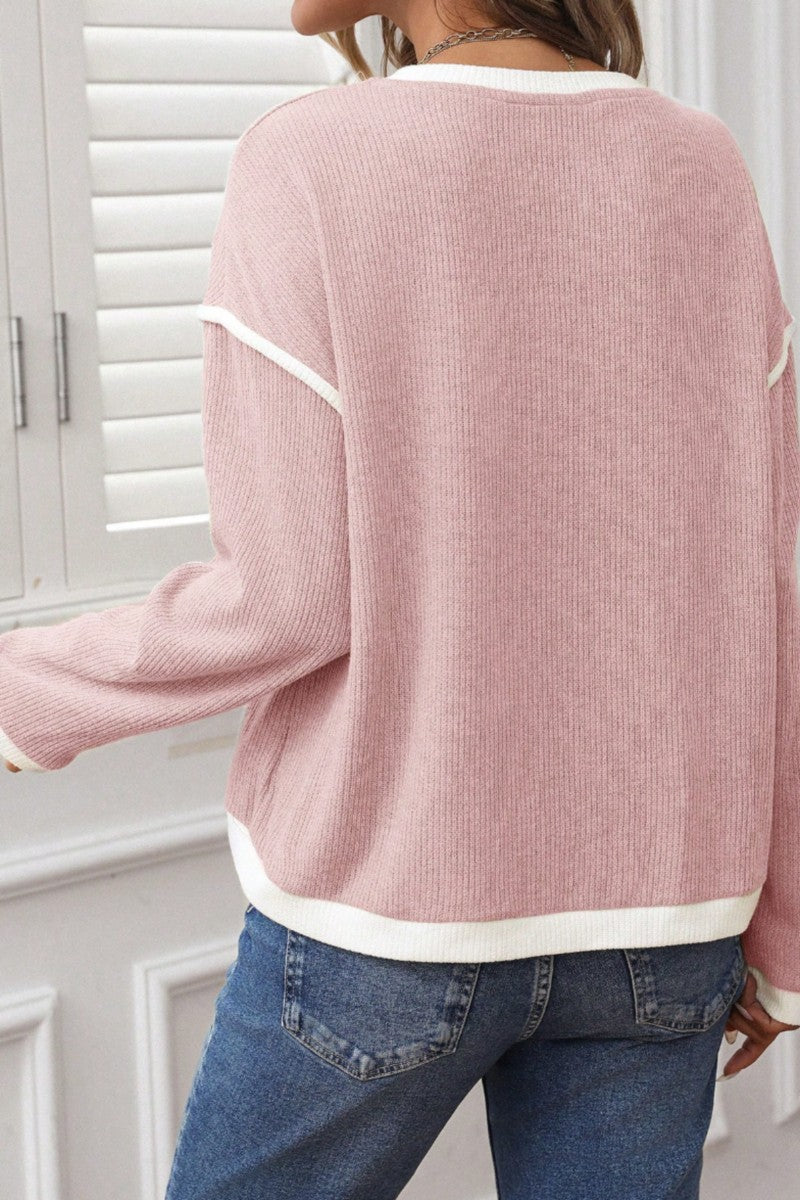 Drop Shoulder Sweatshirt - Pink