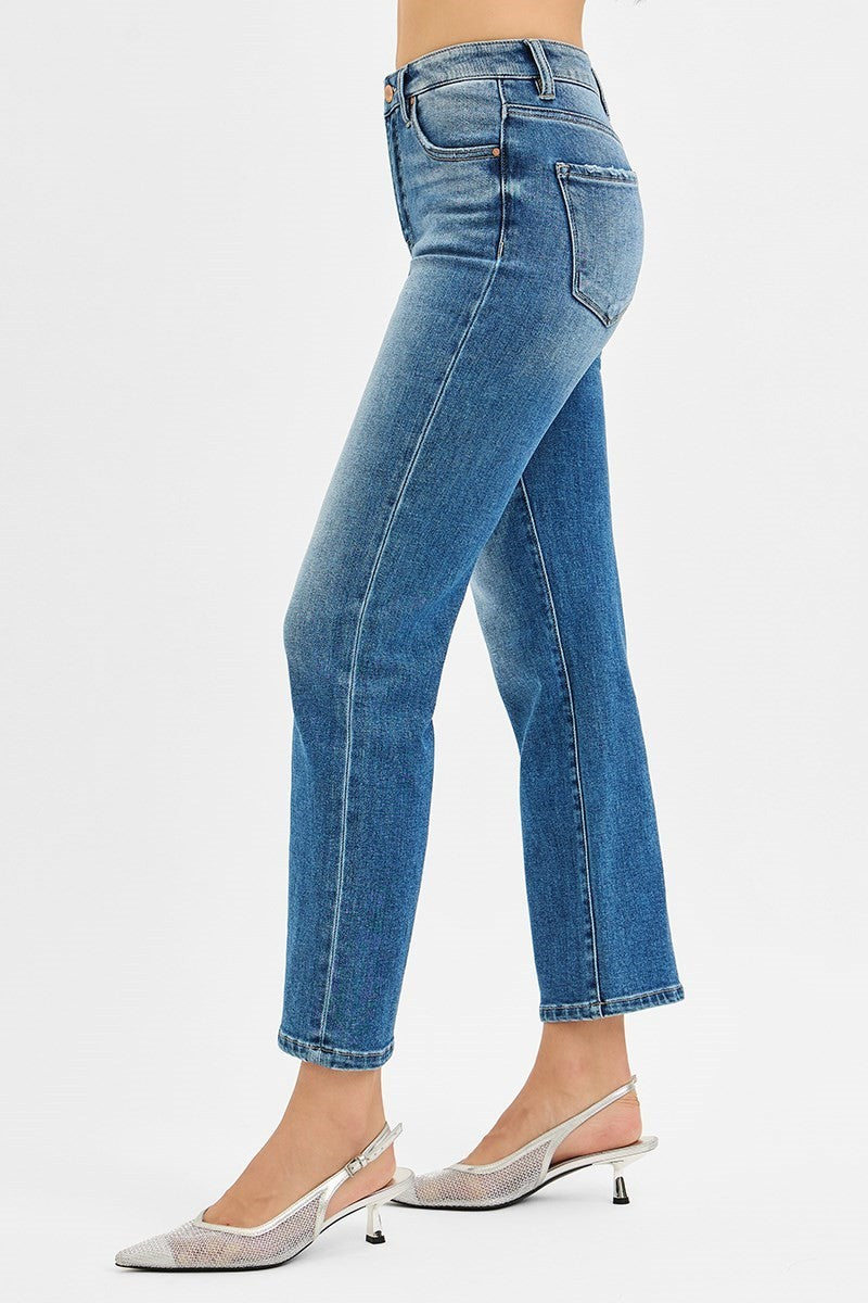 RISEN - TUMMY CONTROL HIGH RISE CROP STRAIGHT JEANS