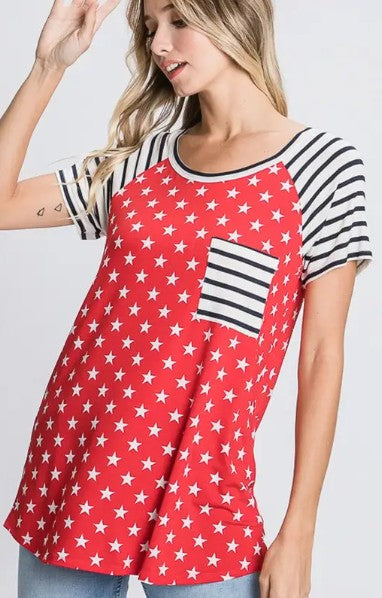 ⭐ Stripe & Star Pocket Top • IN STOCK NOW