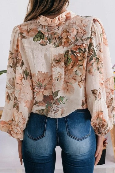 🧡 Floral Puff Sleeve Lightweight Shirt – Orange 🧡 3/28/26 NOW 30% Off