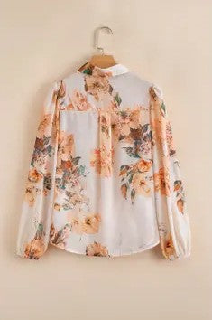 🧡 Floral Puff Sleeve Lightweight Shirt – Orange 🧡 3/28/26 NOW 30% Off