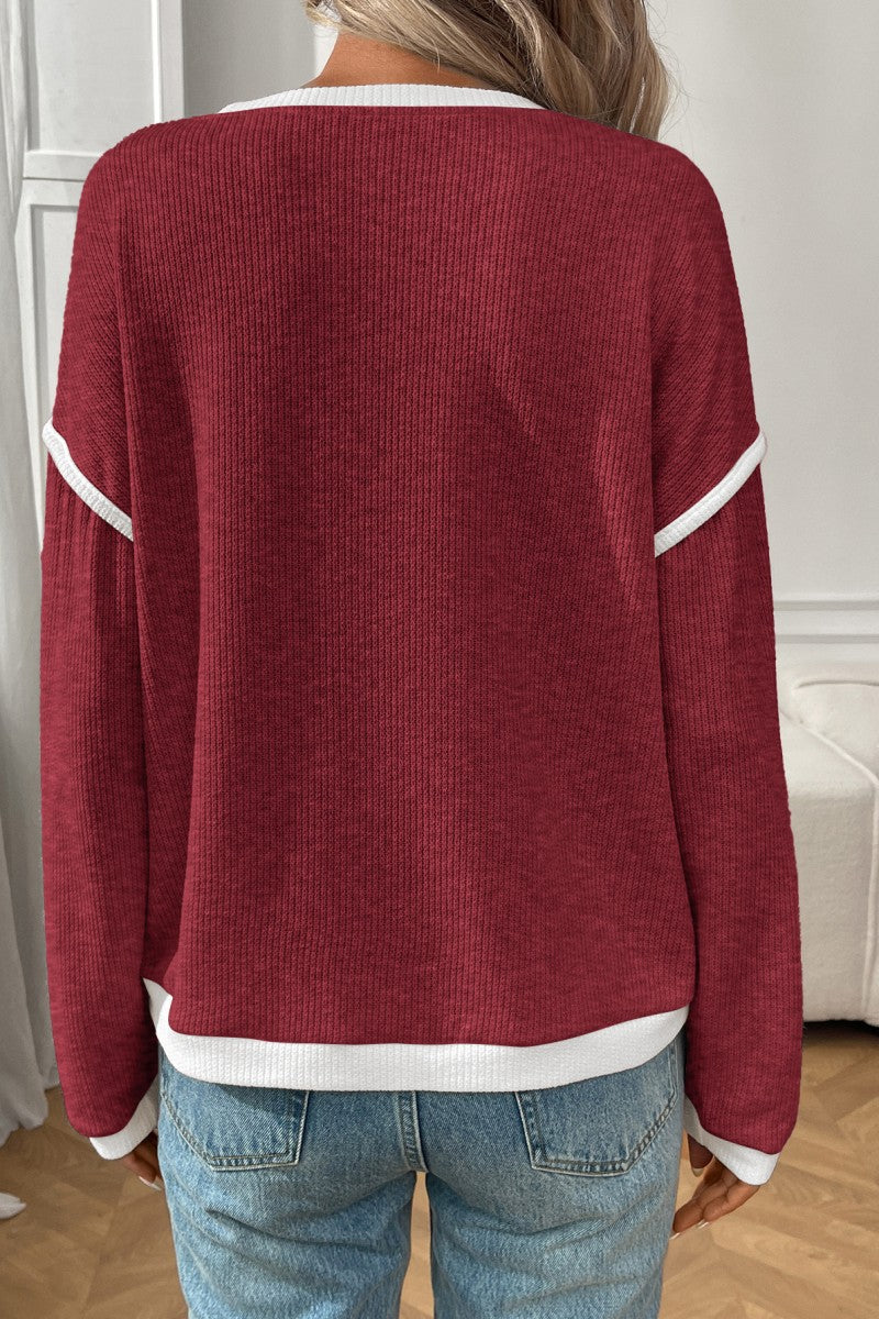 ❤️ Drop Shoulder Sweatshirt – Burgundy ❤️ 3/28/26 NOW 20% Off