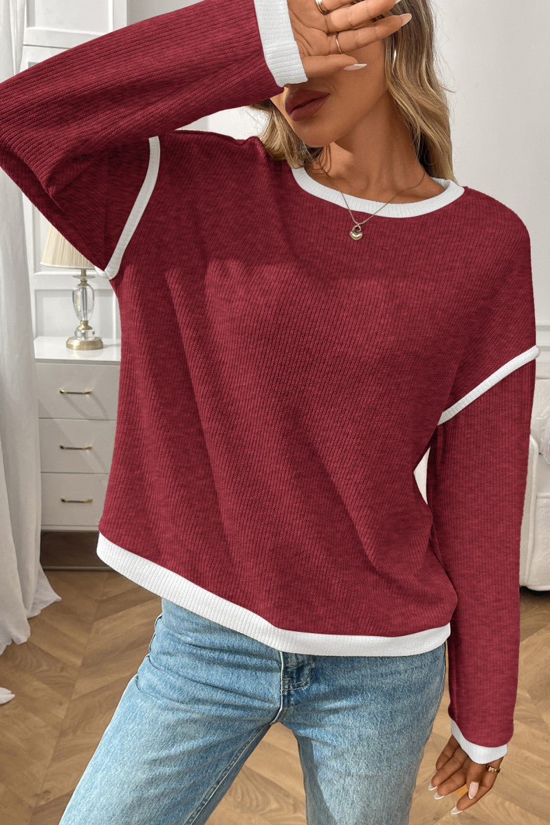 ❤️ Drop Shoulder Sweatshirt – Burgundy ❤️ 3/28/26 NOW 20% Off