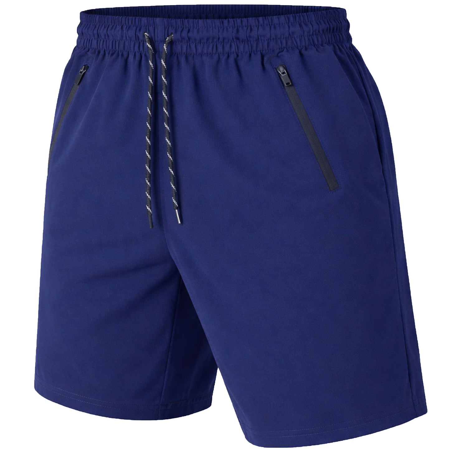 Men’s Active Training Shorts with Zipper Pockets — Black & Navy Blue
