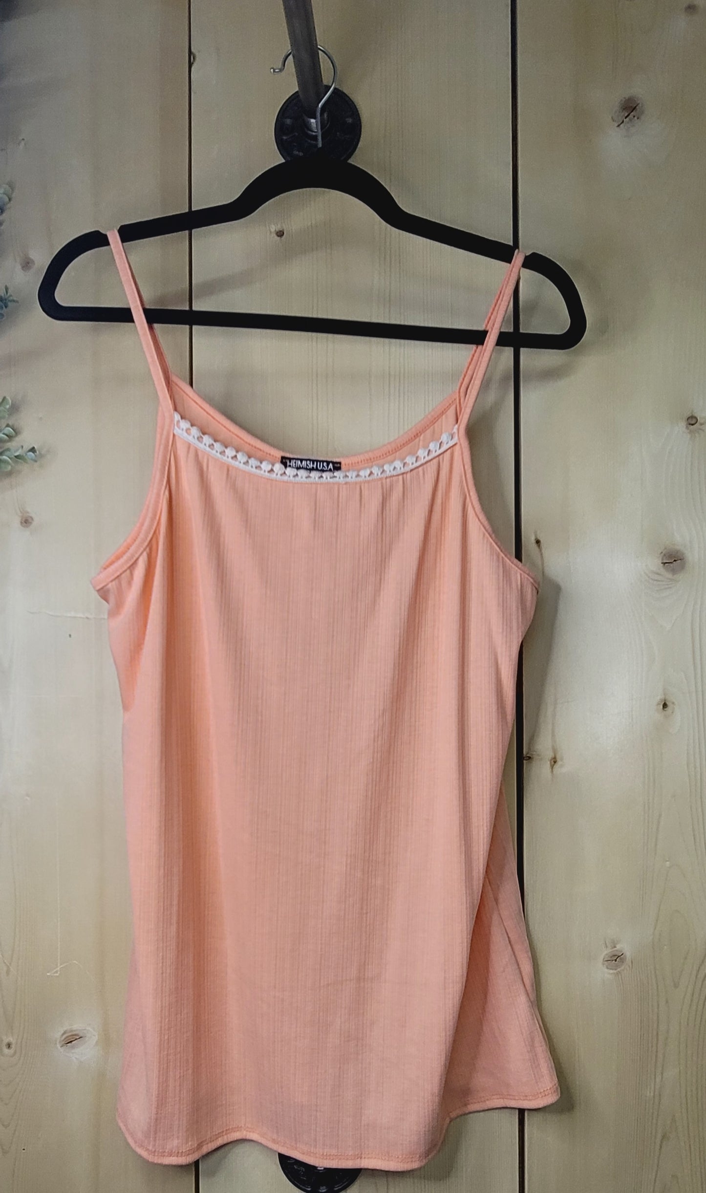 🍑 Peach Spaghetti Strap Ribbed Top