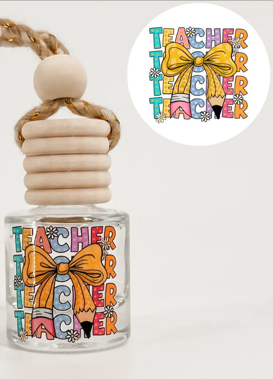 Teacher w/ Pencil Bow Hanging Car Diffuser