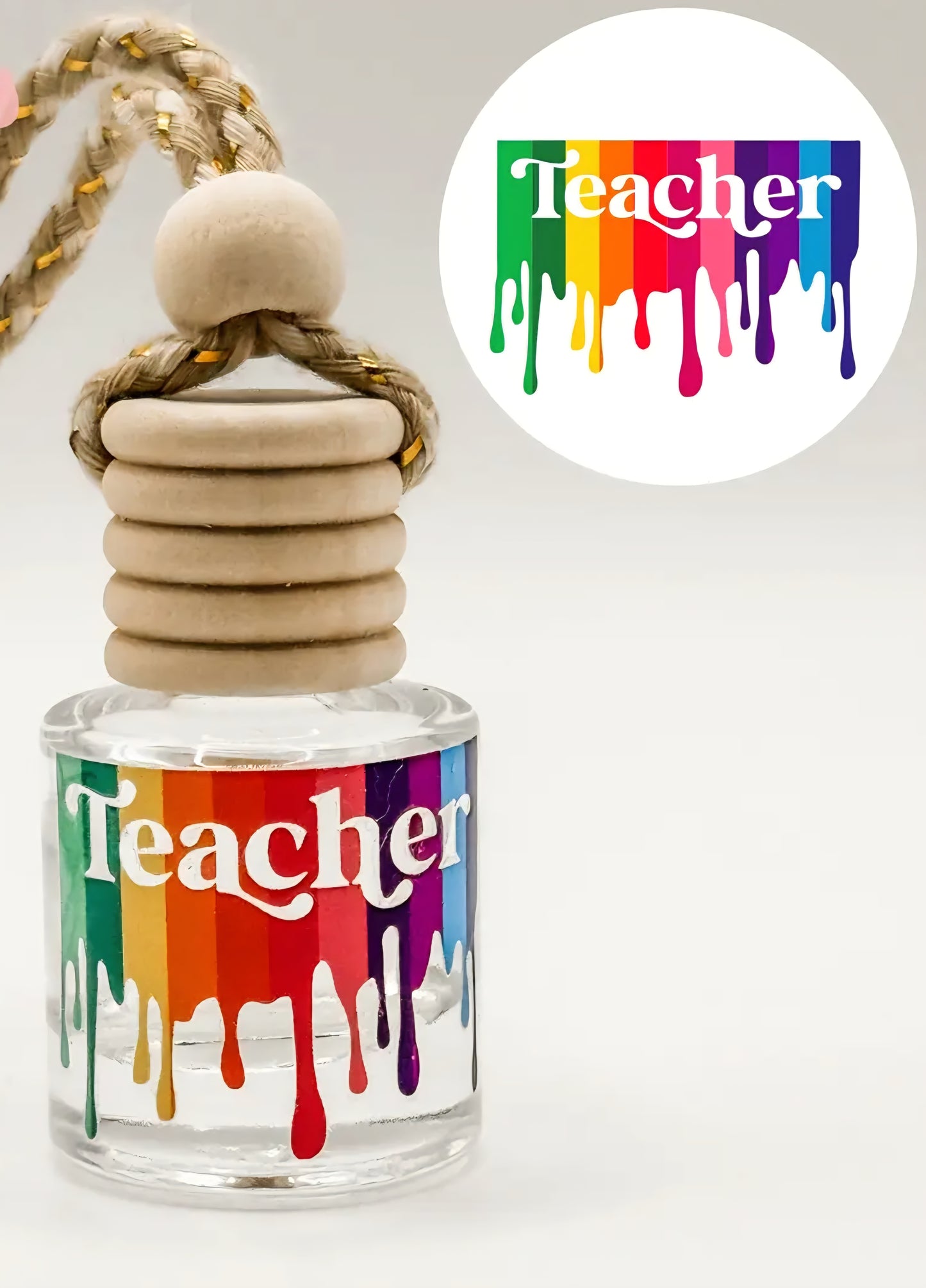 Teacher Rainbow Paint Hanging Car Diffuser