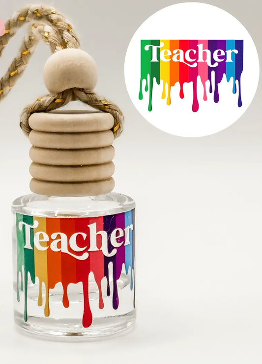 Teacher Rainbow Paint Hanging Car Diffuser